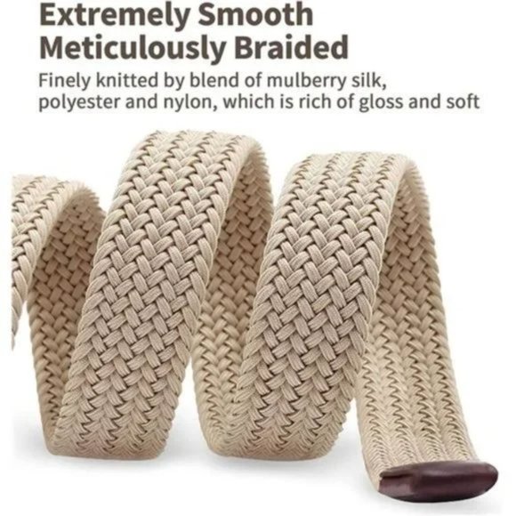 New Elastic Mens Belt 1 3/8" Width, Fairwin Casual Stretch Woven Golf Belt - Picture 3 of 7